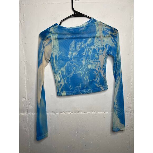 NEW Martin Across Urban Outfitters Sheer Cropped Top Size XS/S Blue - Picture 4 of 4